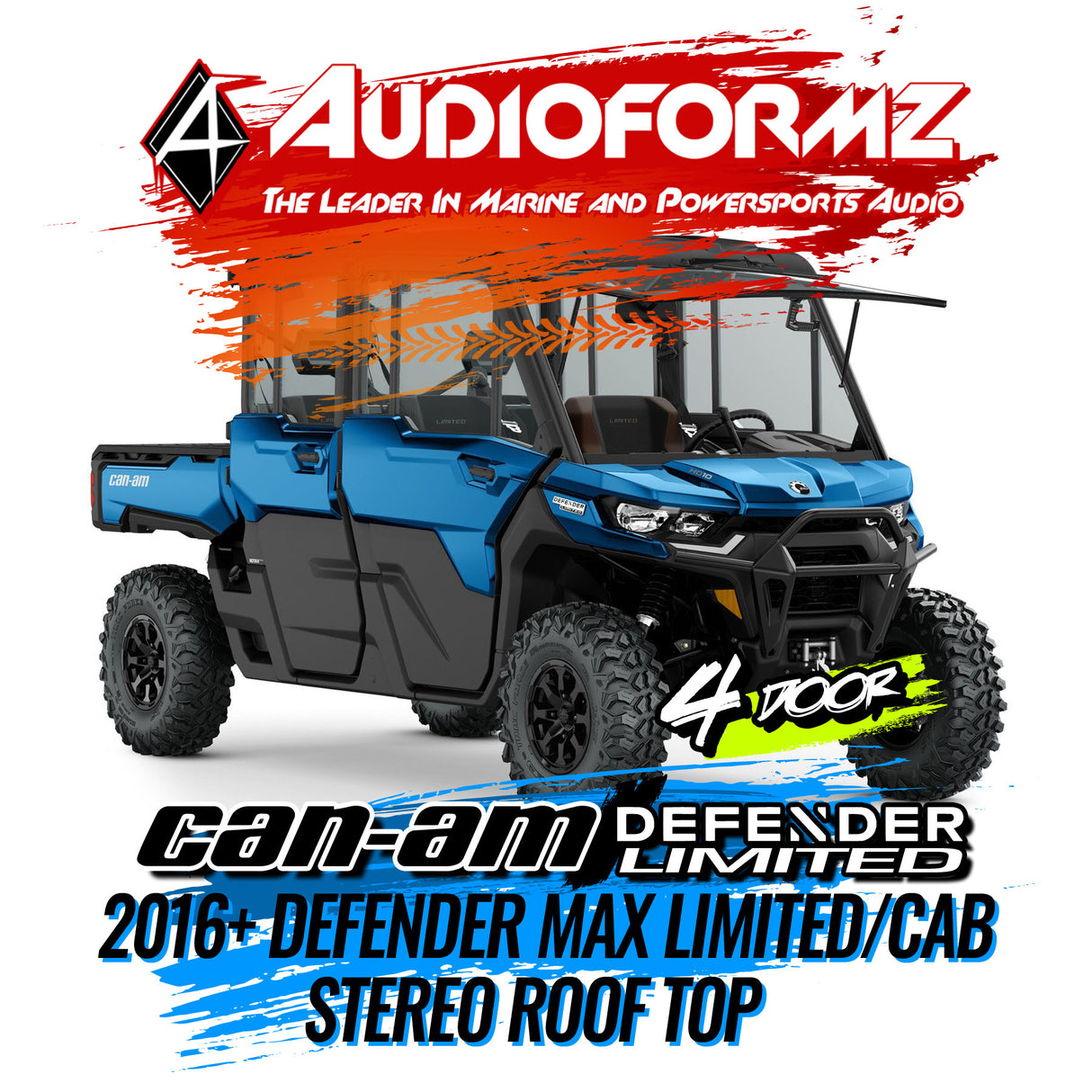 2016-2025 Can-Am Defender MAX Limited/Cab Stereo Tops (4-Door)
