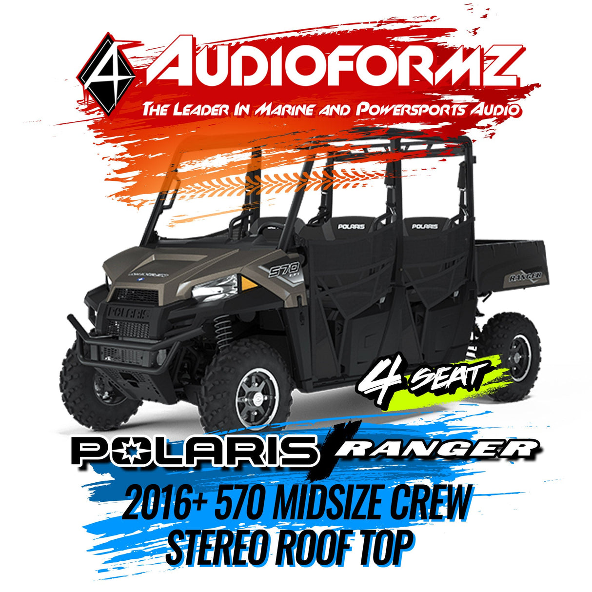 2016+ Polaris Ranger Crew 570 Midsize Stereo Tops (4-Seat)